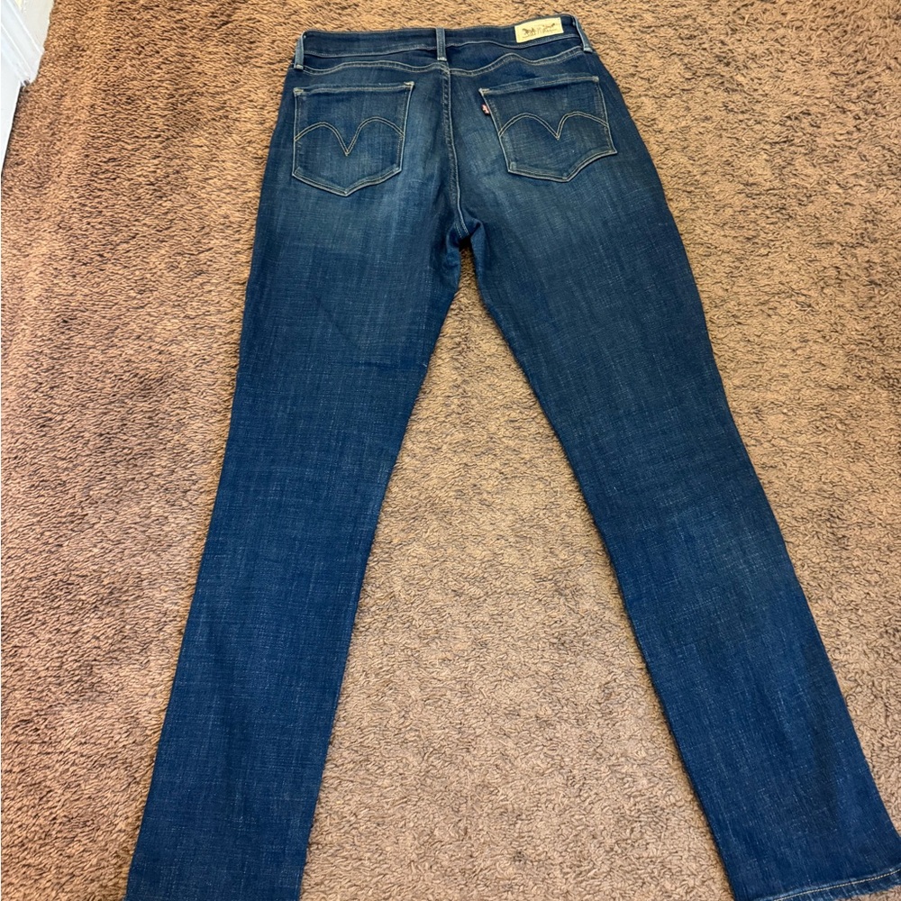 Levis Mid Rise Dark Wash Skinny Jeans Stretch Size 8 - Picture 8 of 11